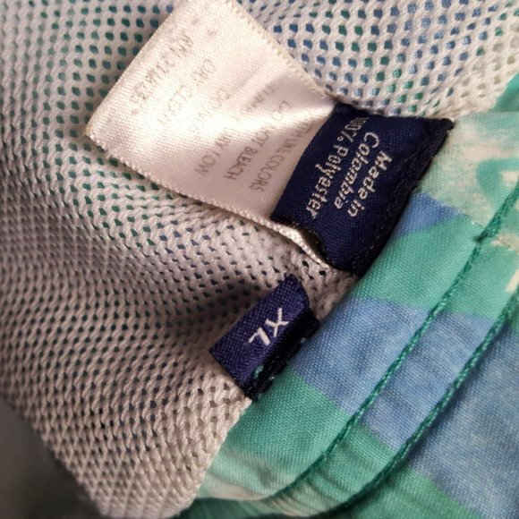 Vineyard Vines Mens Size XL Lined Swim Trunks Mint Green Blue Fish Themed *STAIN - Picture 3 of 4